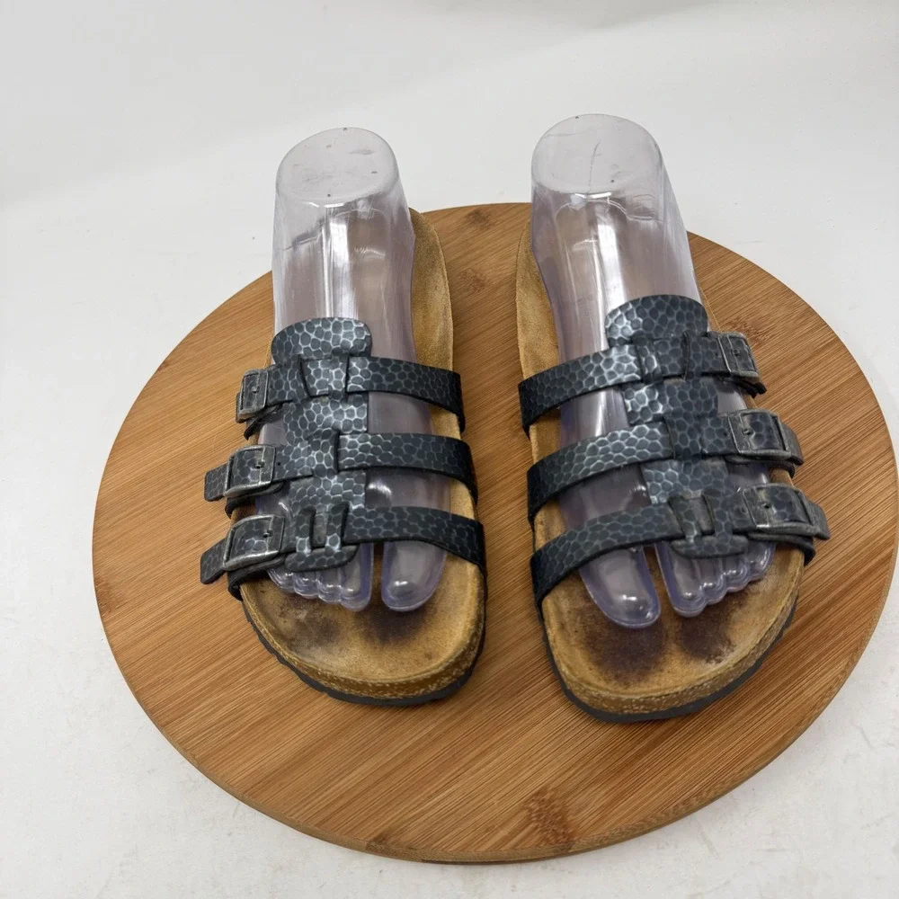 Birki's Birkenstock Xenia Gray Snakeprint Sandals Comfort Boho Womens 39 US 8